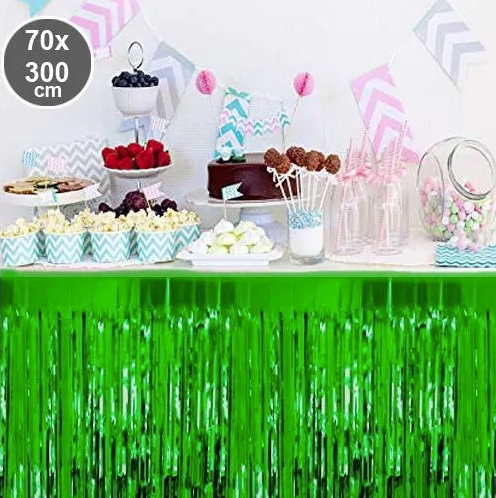 Yeşil Püsküllü Masa Eteği 70*300 cm